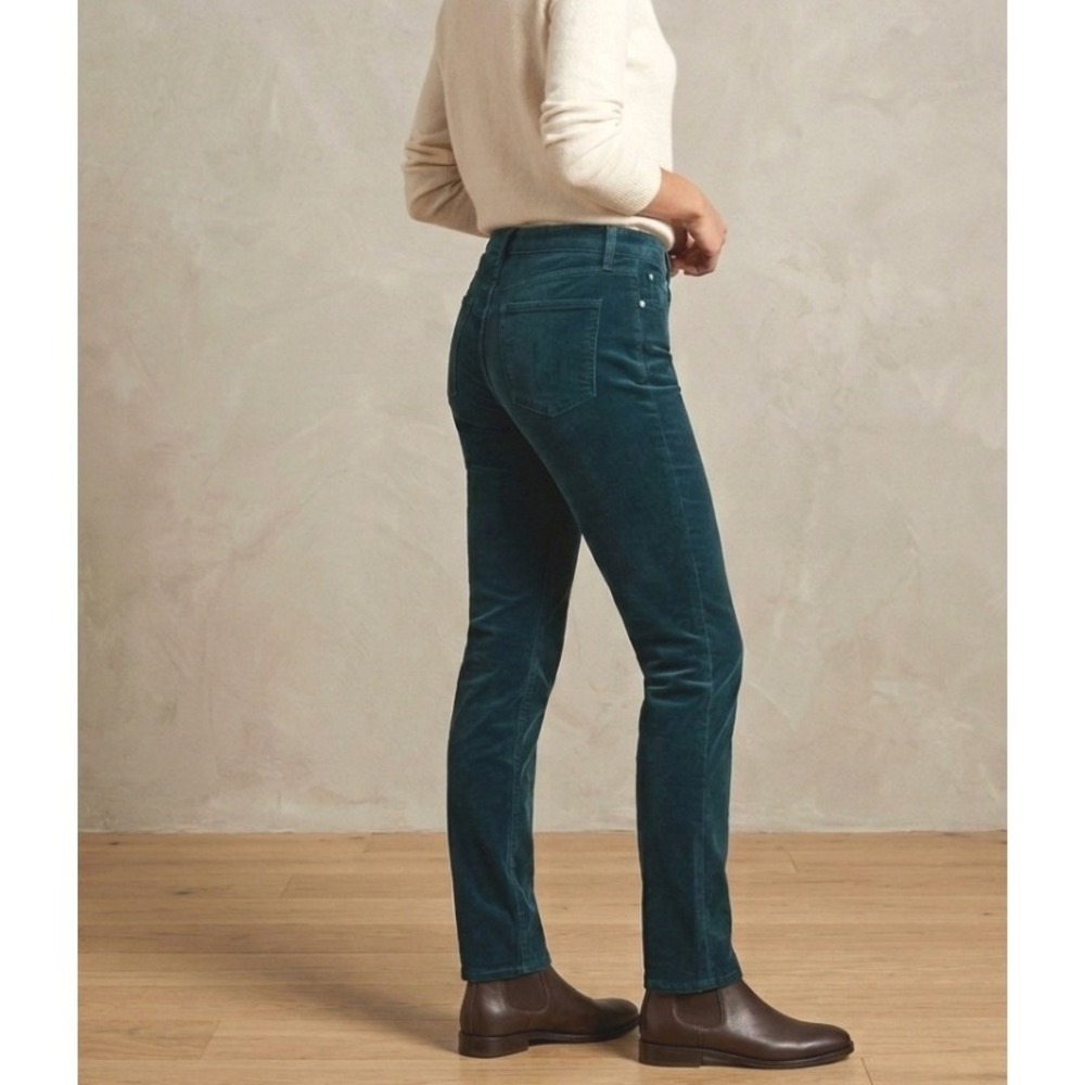 AG Adriano Goldschmied The Stevie Slim Straight Corduroy Pants Teal Green 28R